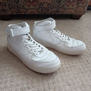 Men's Nike Air Force 1 High Top Sneakers - White (Size 11)
